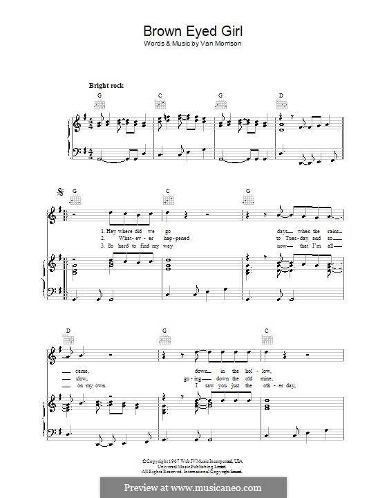 Vocal version: Para vocais e piano (ou Guitarra) by Van Morrison