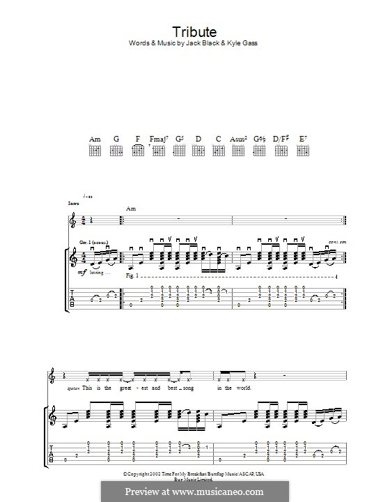Tribute (Tenacious D) por J. Black, K. Gass Partituras on músicaNeo