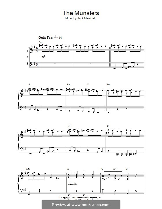The Munsters Theme: Para Piano by Jack Marshall