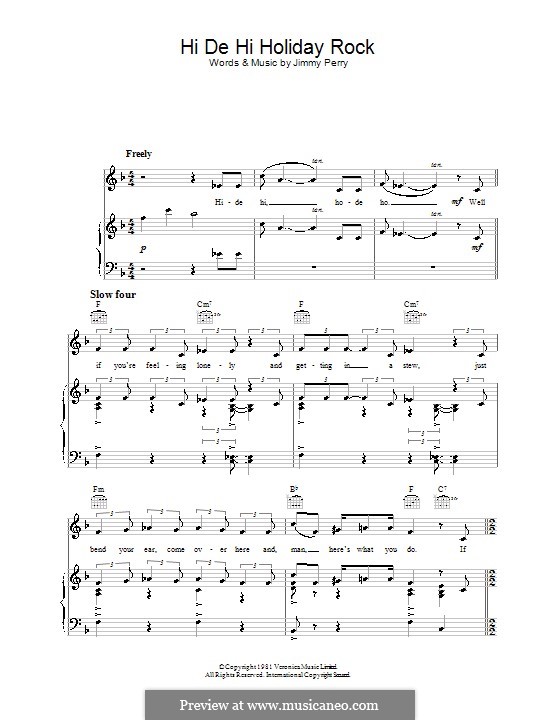 Hi De Hi Holiday Rock (theme from Hi De Hi): Para vocais e piano (ou Guitarra) by Jimmy Perry
