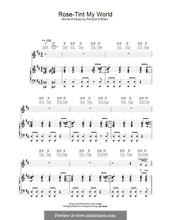 Rose-Tint My World (from The Rocky Horror Picture Show): Para vocais e piano (ou Guitarra) by Richard O'Brien