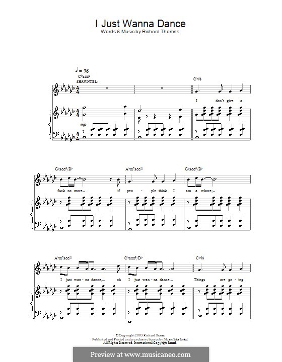 I Just Wanna Dance (from Jerry Springer the Opera): Para vocais e piano (ou Guitarra) by Richard Thomas
