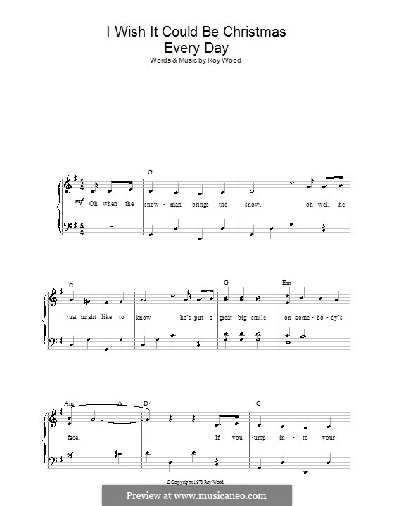 I Wish It Could Be Christmas Every Day (Wizzard): Facil para o piano by Roy Wood