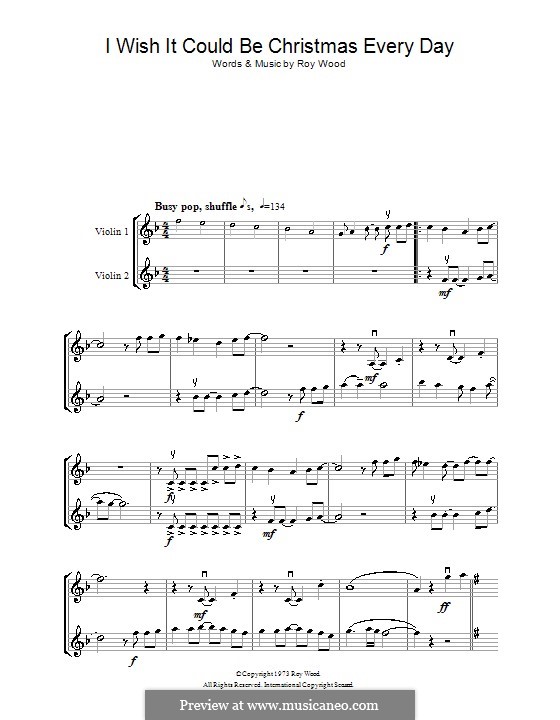 I Wish It Could Be Christmas Every Day (Wizzard): para dois violinos by Roy Wood