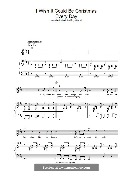 I Wish It Could Be Christmas Every Day (Wizzard): para vocais,piano ou guitarra by Roy Wood