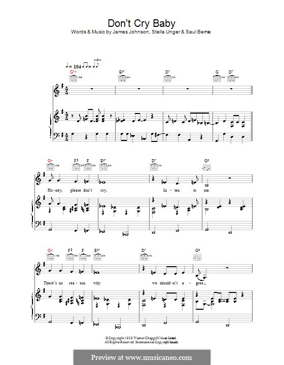 Don't Cry Baby (Madeleine Peyroux): Para vocais e piano (ou Guitarra) by James Johnson, Saul Bernie, Stella Unger
