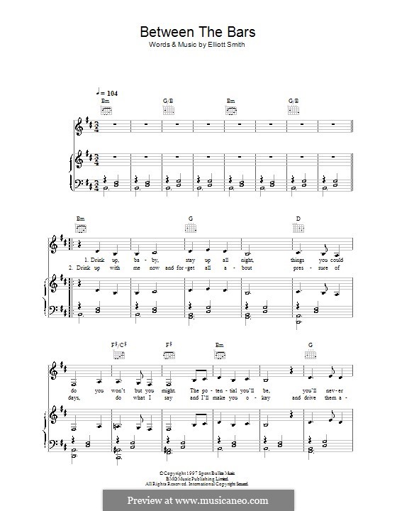 Between the Bars: Para vocais e piano (ou Guitarra) by Elliott Smith