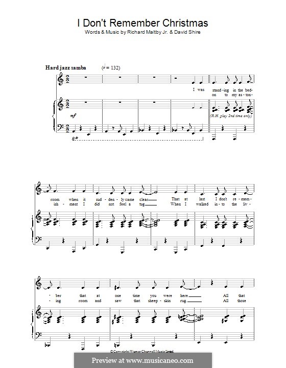 I Don't Remember Christmas (from Starting Here, Starting Now): Para vocais e piano by David Shire