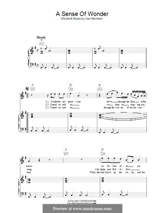 A Sense of Wonder: Para vocais e piano (ou Guitarra) by Van Morrison