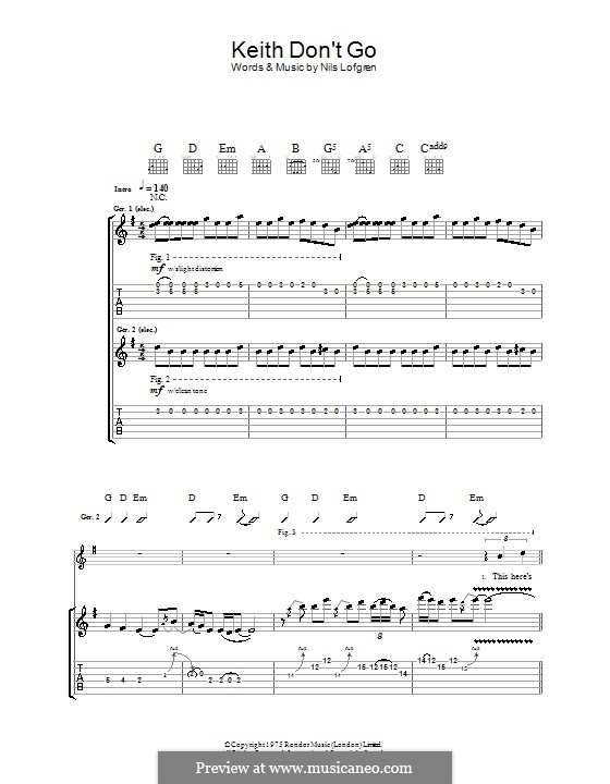 Keith Don't Go: Para guitarra com guia by Nils Lofgren