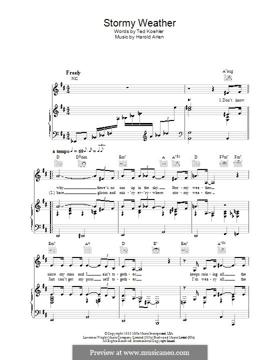 Stormy Weather (Lena Horne): Para vocais e piano (ou Guitarra) by Harold Arlen