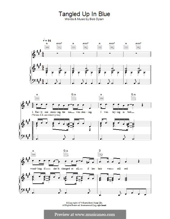 Tangled Up in Blue: Para vocais e piano (ou Guitarra) by Bob Dylan