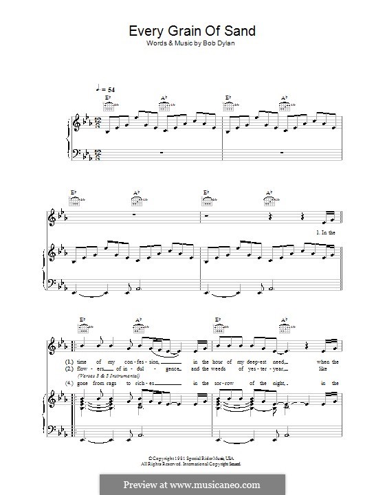 Every Grain of Sand: Para vocais e piano (ou Guitarra) by Bob Dylan