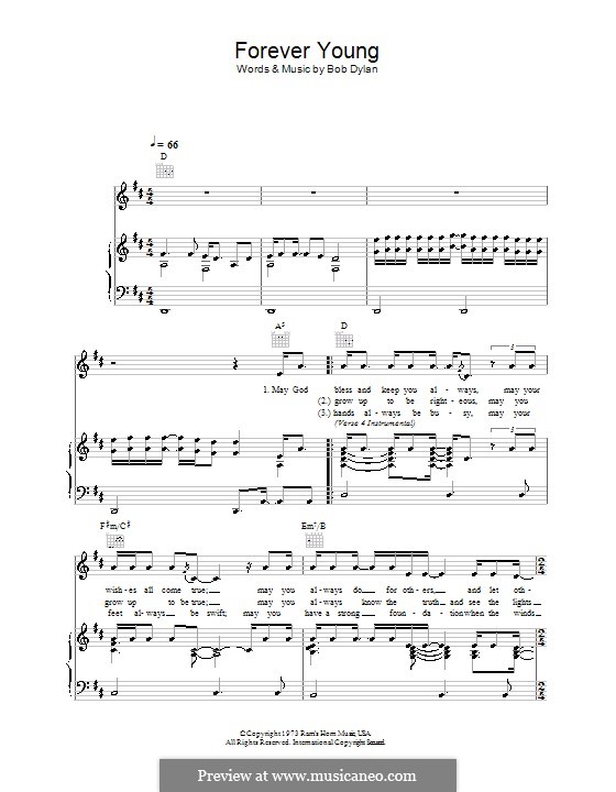 Forever Young I: Para vocais e piano (ou Guitarra) by Bob Dylan
