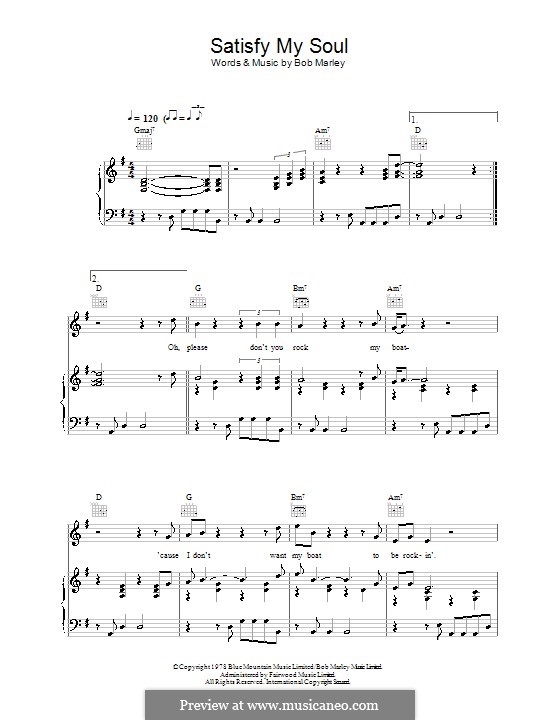 Satisfy My Soul: Para vocais e piano (ou Guitarra) by Bob Marley