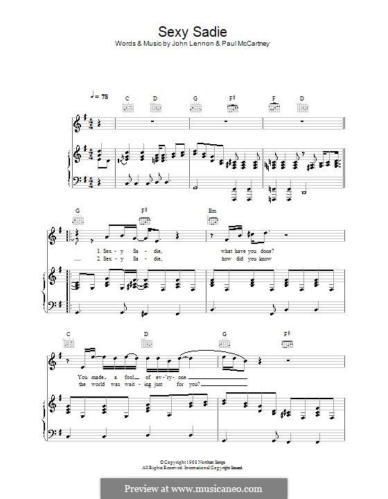 Sexy Sadie (The Beatles): Para vocais e piano (ou Guitarra) by John Lennon, Paul McCartney