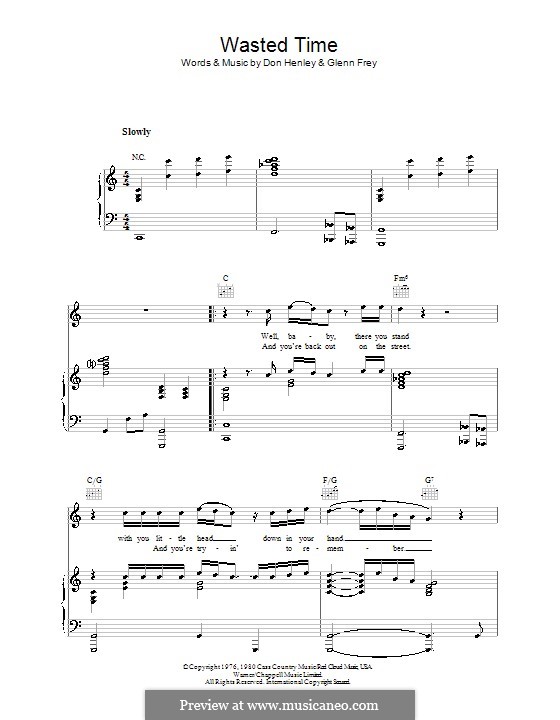 Wasted Time (The Eagles): Para vocais e piano (ou Guitarra) by Don Henley, Glen Frey