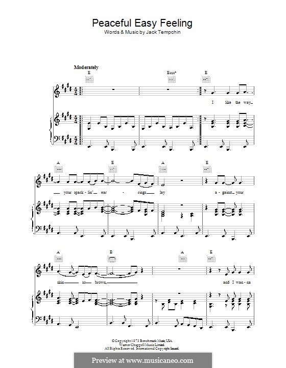 Peaceful Easy Feeling (The Eagles): Para vocais e piano (ou Guitarra) by Jack Tempchin