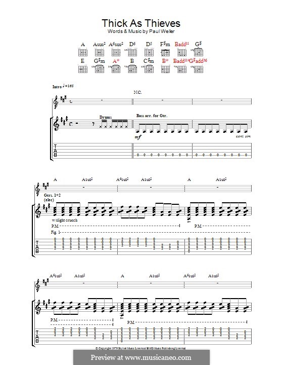 Thick as Thieves (The Jam): Para guitarra com guia by Paul Weller