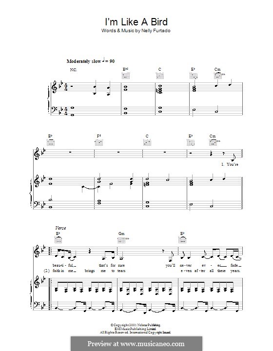 I'm Like a Bird: Para vocais e piano (ou Guitarra) by Nelly Furtado