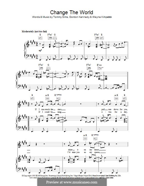 Change the World (Eric Clapton and Wynonna): Para vocais e piano (ou Guitarra) by Gordon Kennedy, Tommy Sims, Wayne Kirkpatrick