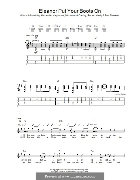 Eleanor Put Your Boots On (Franz Ferdinand): Para guitarra com guia by Alexander Kapranos, Nicholas McCarthy, Paul Thomson, Robert Hardy