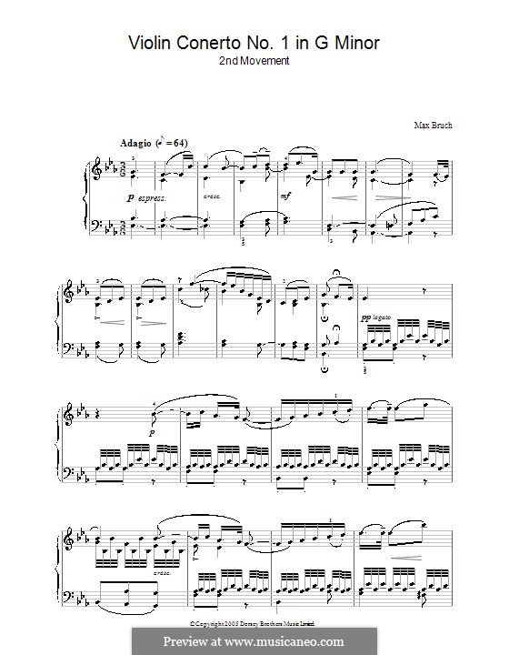 Violin Concerto No.1 in G Minor, Op.26: movimento II, versão para piano by Max Bruch