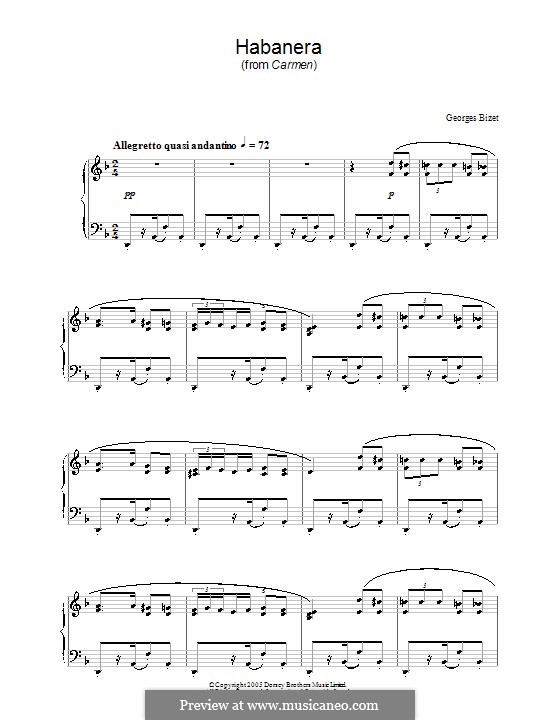 Habanera (Printable Scores): Para Piano by Georges Bizet