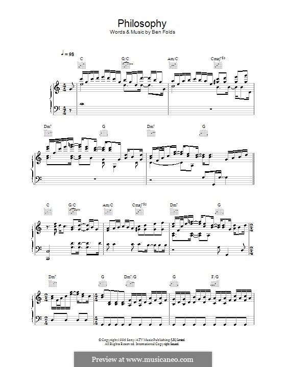 Philosophy (Ben Folds Five): Para vocais e piano (ou Guitarra) by Ben Folds