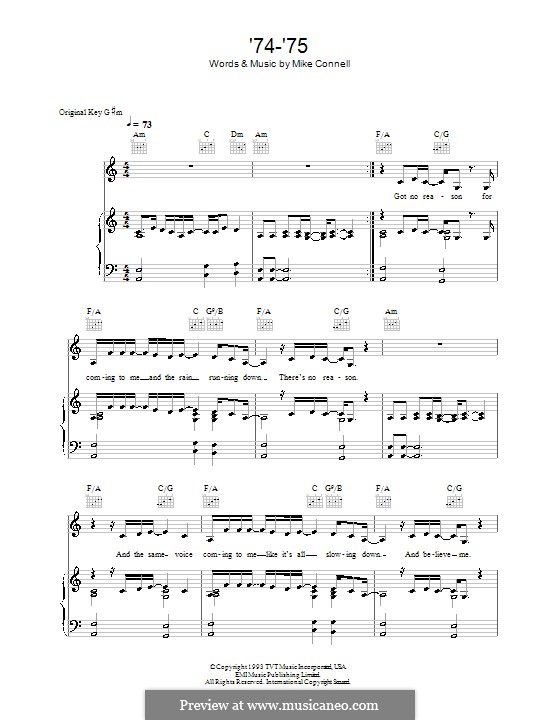 74-'75 (The Connells): Para vocais e piano (ou Guitarra) by Mike Connell