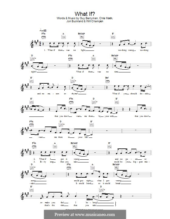 What if? (Coldplay): melodía,letras e acordes by Chris Martin, Guy Berryman, Jonny Buckland, Will Champion