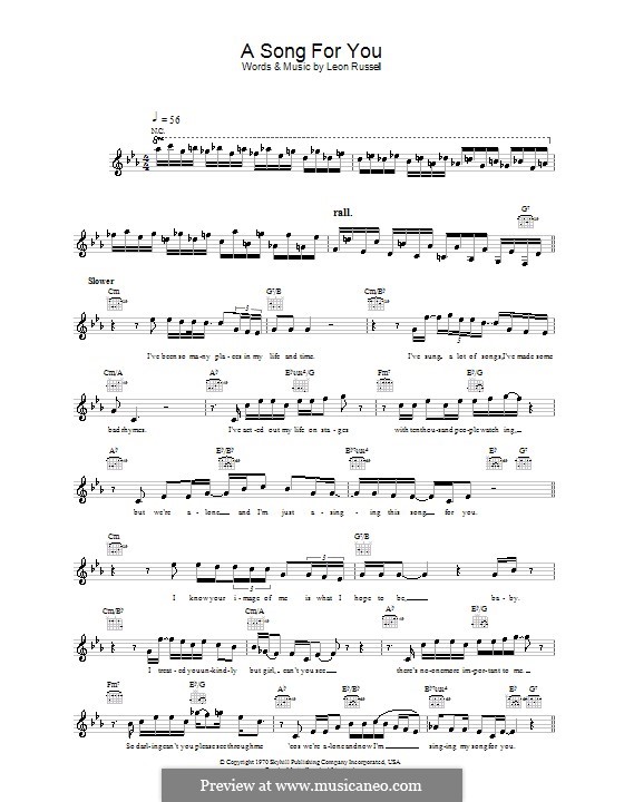 A Song for You: Melody line, lyrics and chords (Ray Charles) by Leon Russell