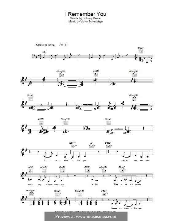 I Remember You (Diana Krall): melodía,letras e acordes by Victor Schertzinger