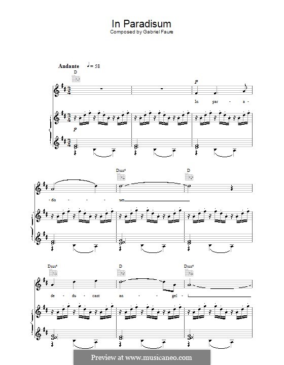 Movement VII 'In Paradisum': Para vocais e piano (ou Guitarra) by Gabriel Fauré