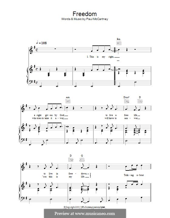 Freedom: Para vocais e piano (ou Guitarra) by Paul McCartney