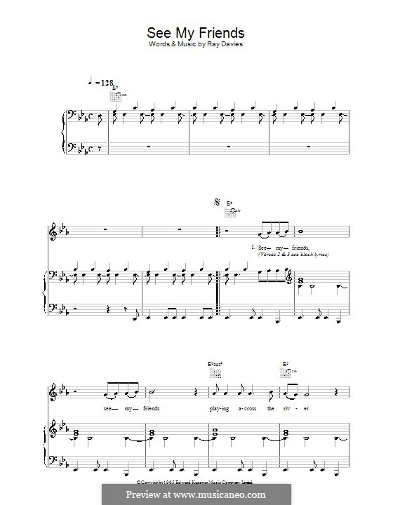 See My Friends (The Kinks): Para vocais e piano (ou Guitarra) by Ray Davies
