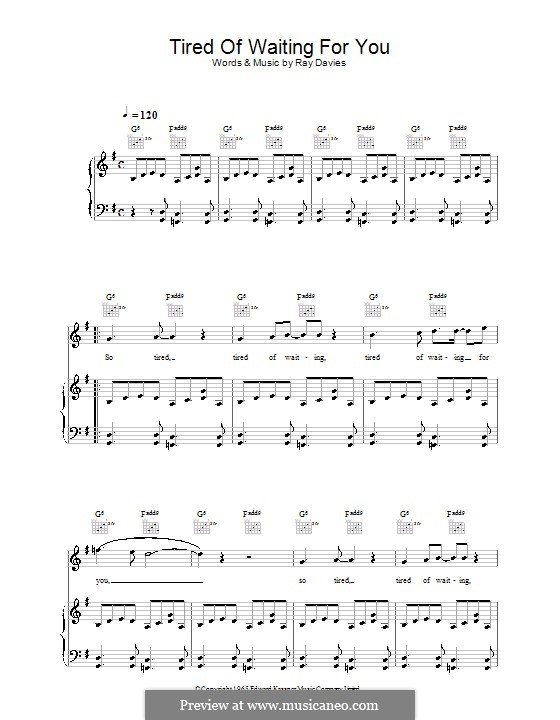 Tired of Waiting for You (The Kinks): Para vocais e piano (ou Guitarra) by Ray Davies