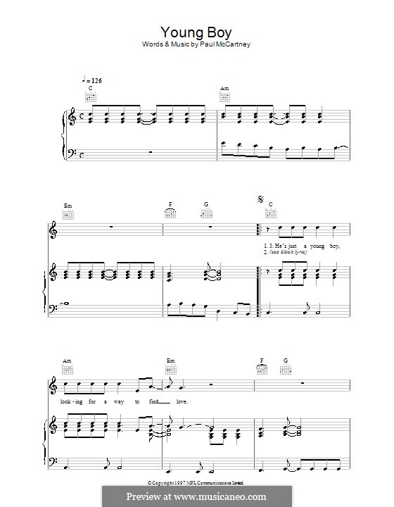 Young Boy: Para vocais e piano (ou Guitarra) by Paul McCartney