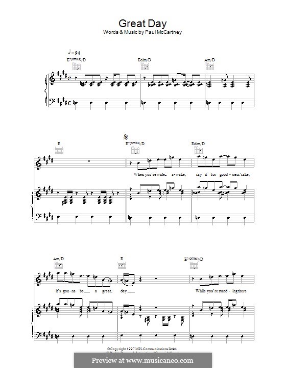 Great Day: Para vocais e piano (ou Guitarra) by Paul McCartney