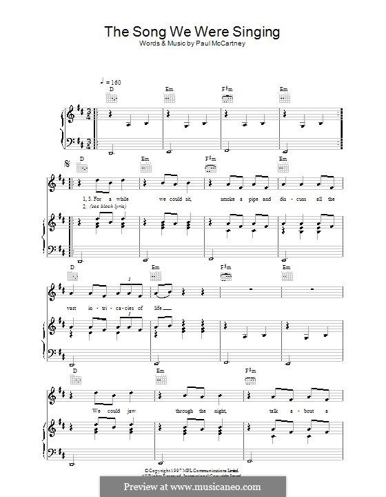 The Song We Were Singing: Para vocais e piano (ou Guitarra) by Paul McCartney