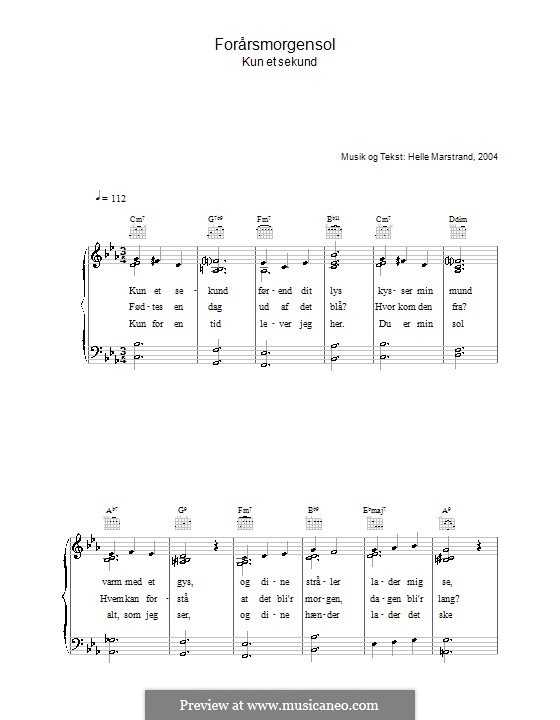 Forårsmorgensol: Para vocais e piano (ou Guitarra) by Helle Marstrand