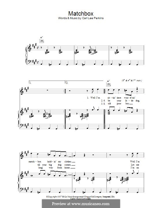 Matchbox (The Beatles): Para vocais e piano (ou Guitarra) by Carl Lee Perkins