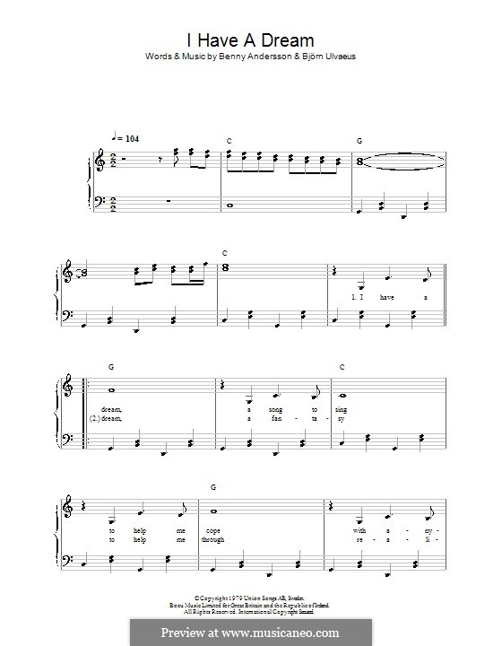 I Have a Dream (ABBA): Facil para o piano by Benny Andersson, Björn Ulvaeus