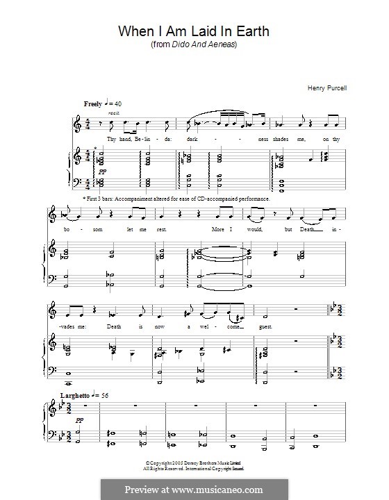 Dido's Lament: Para Piano by Henry Purcell
