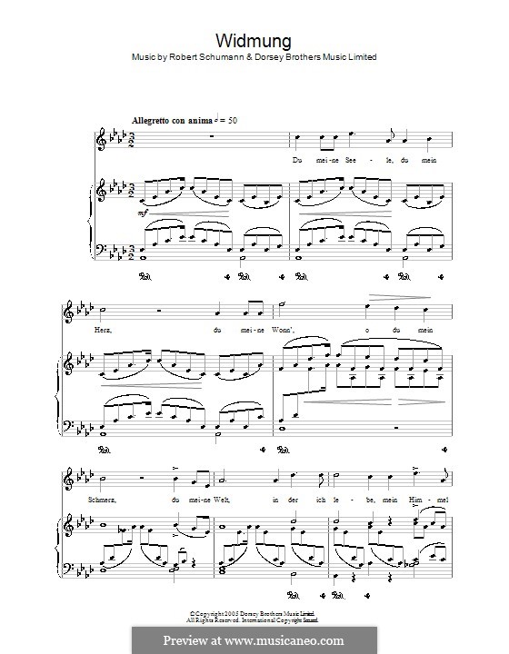 No.1 Widmung (Dedication): Piano-vocal score (high quality sheet music) by Robert Schumann