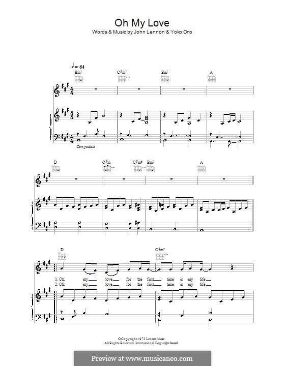 Oh My Love: Para vocais e piano (ou Guitarra) by John Lennon, Yoko Ono