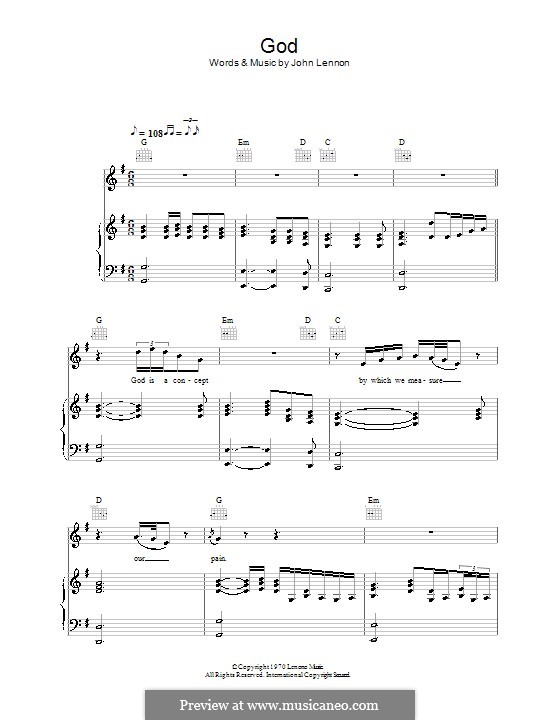 God: Para vocais e piano (ou Guitarra) by John Lennon