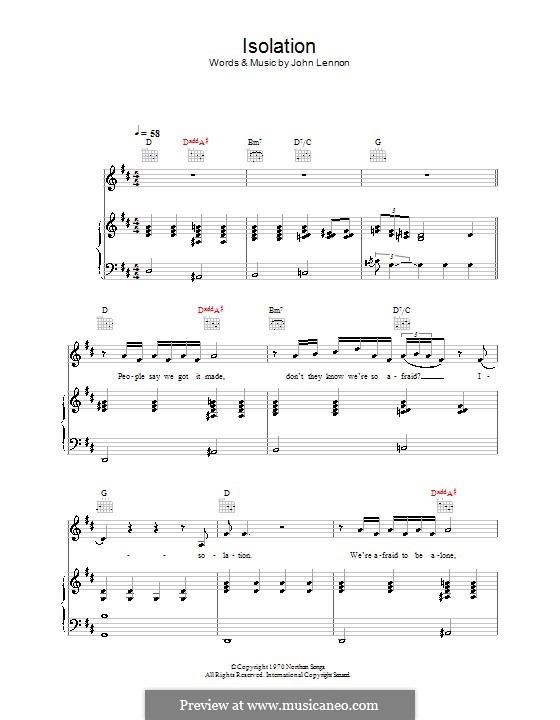 Isolation: Para vocais e piano (ou Guitarra) by John Lennon