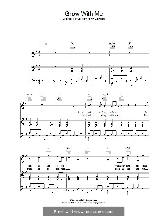 Grow Old With Me: Para vocais e piano (ou Guitarra) by John Lennon