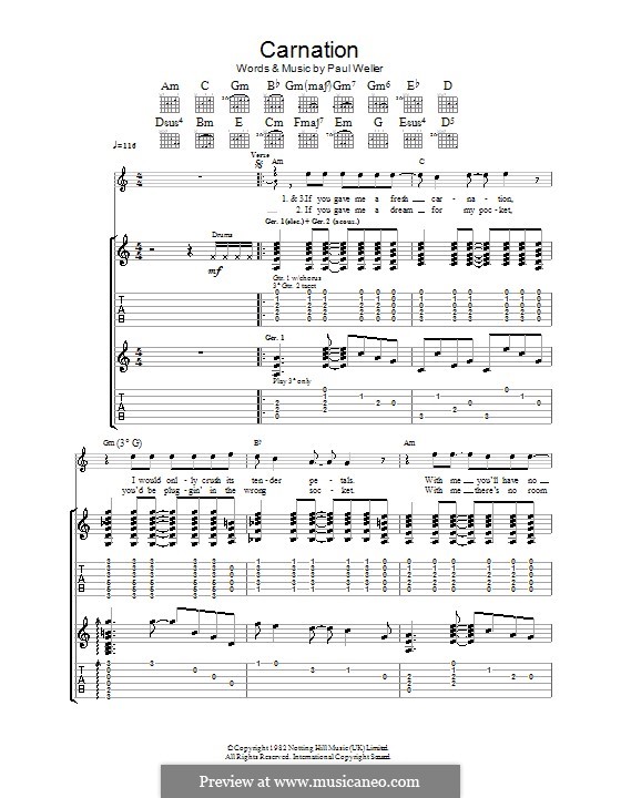 Carnation (The Jam): Para guitarra com guia by Paul Weller
